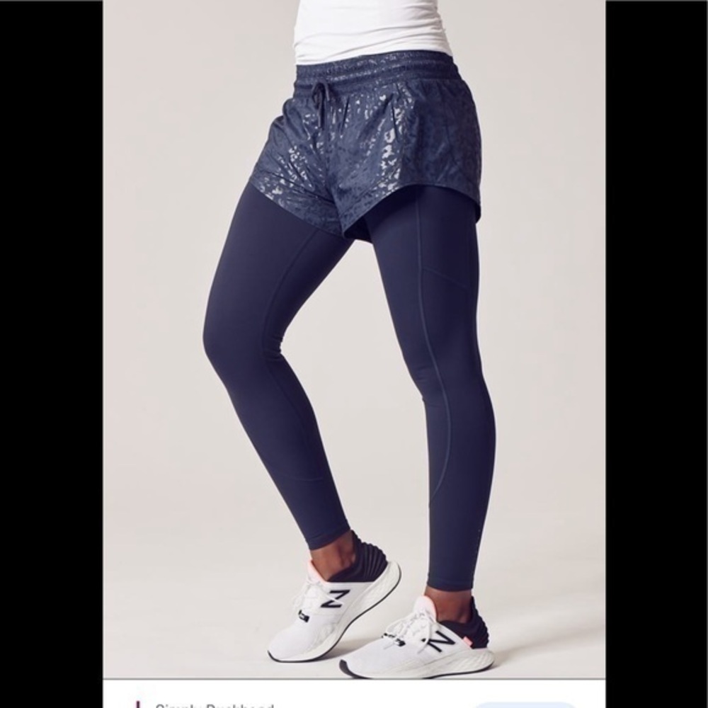 Athleta Rainier 2 in 1 Navy Blue shorts leggings tights